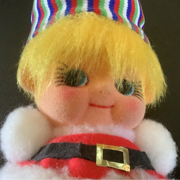 Vintage 1960’s Christmas Pixie or Elf in Santa Suit With Stripped Hat - Picture 7 of 9